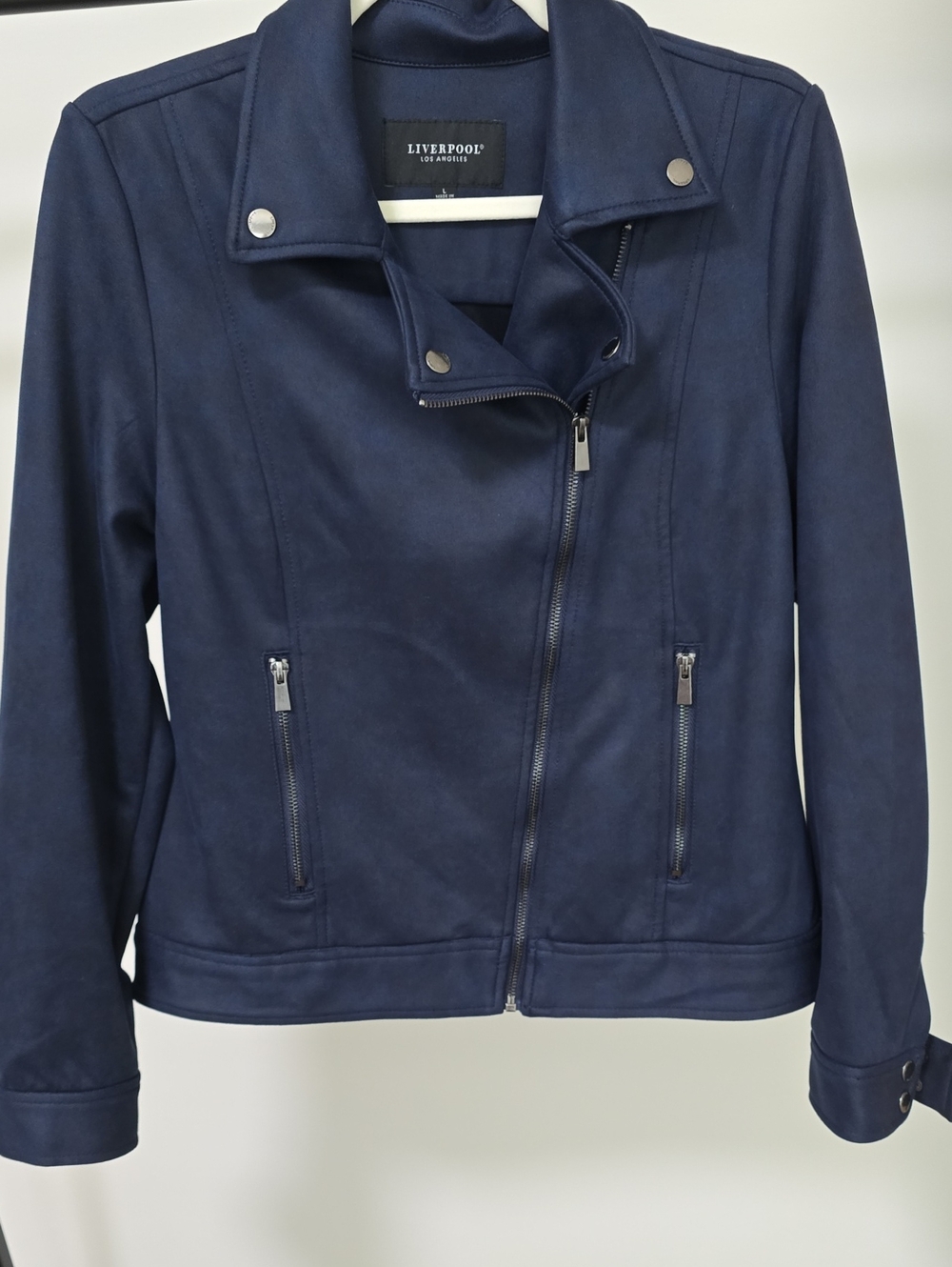 Liverpool Navy Asymmetric Moto Jacket